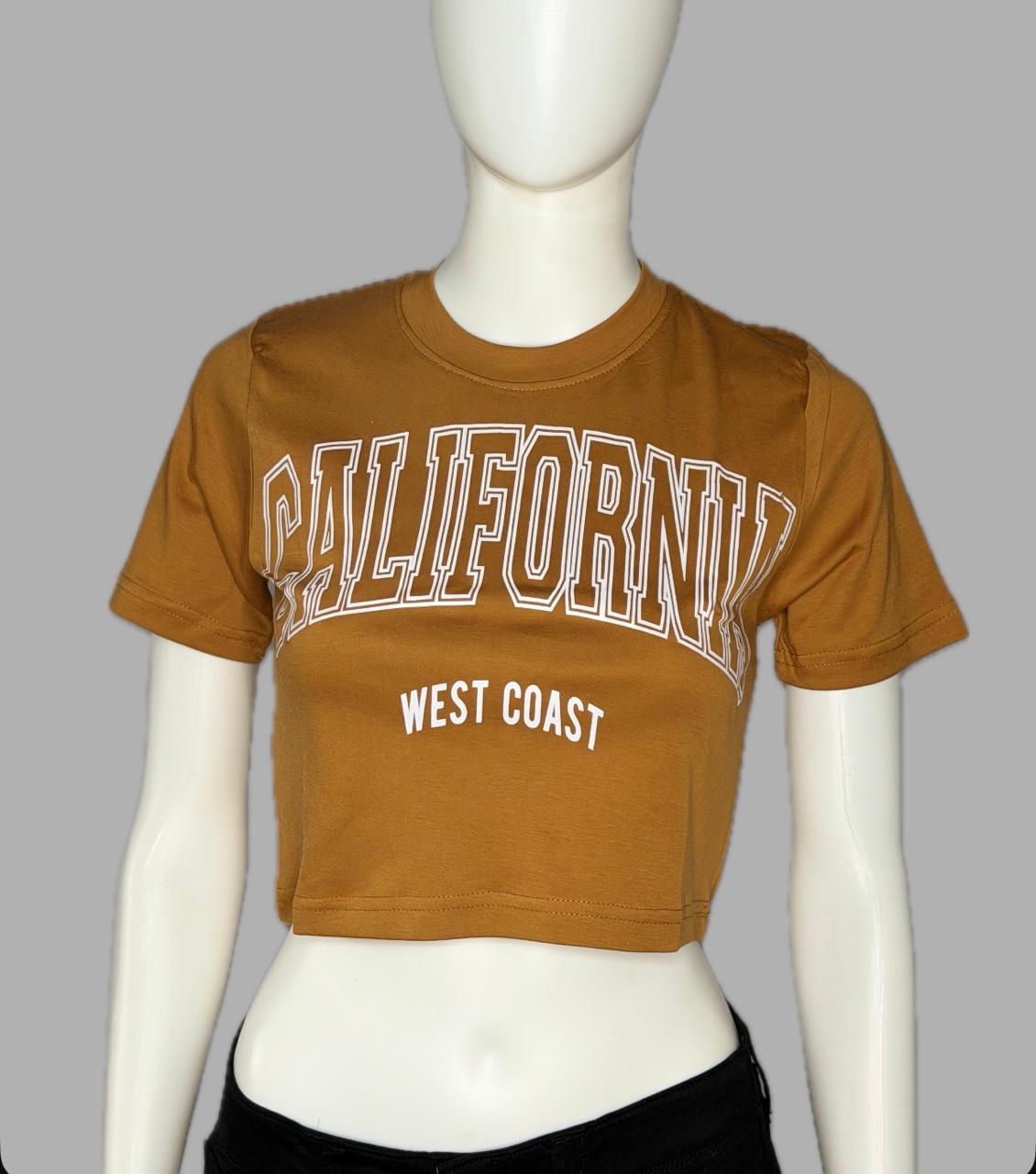 beige printed cotton crop top