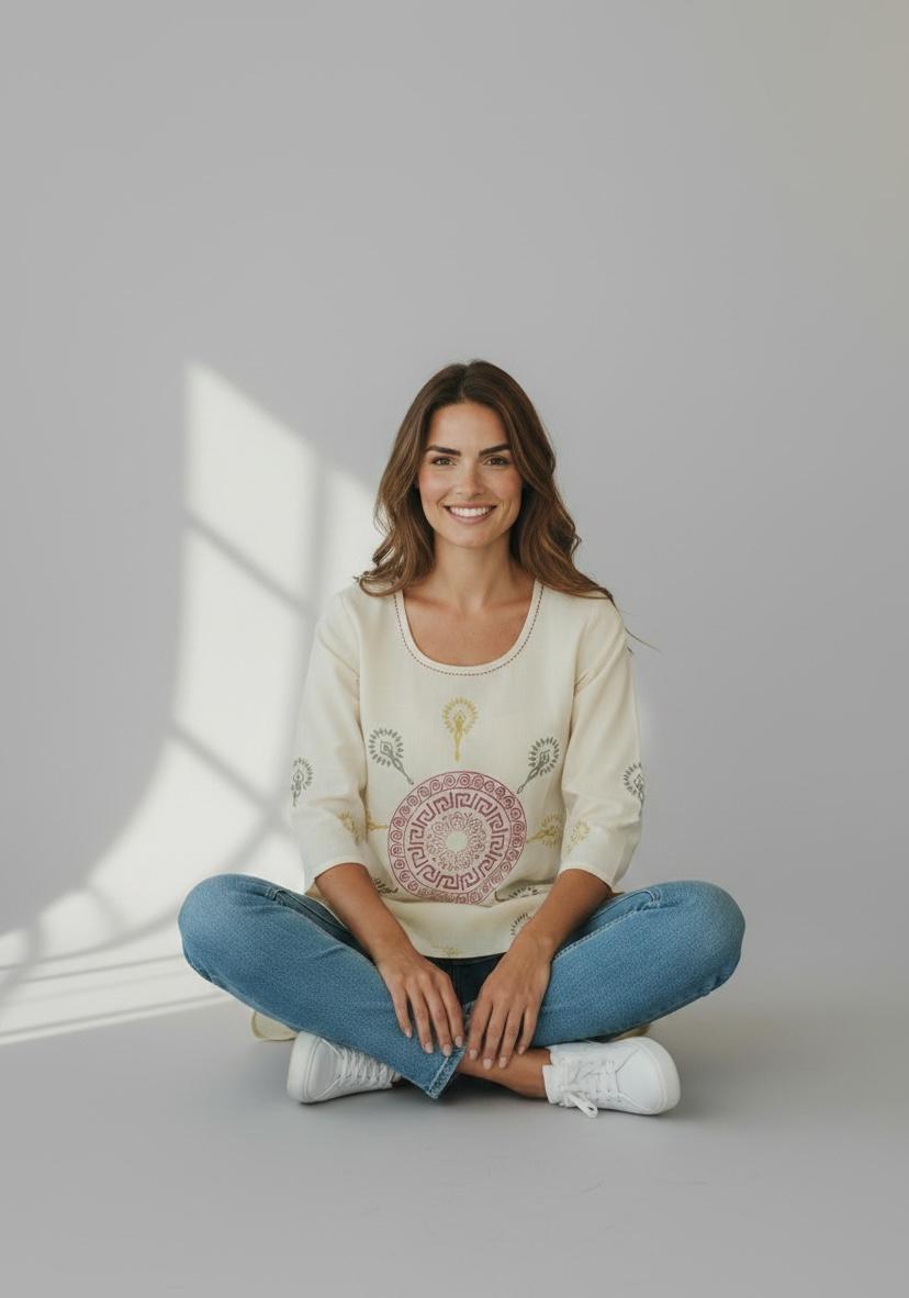 Ivory Mandala Printed linen Kurti
