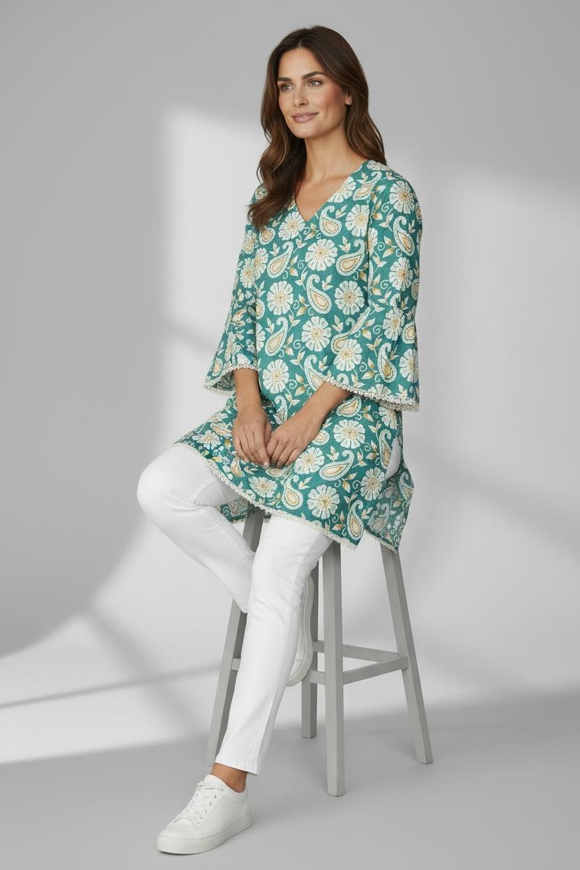 cotton floral printed short kurti