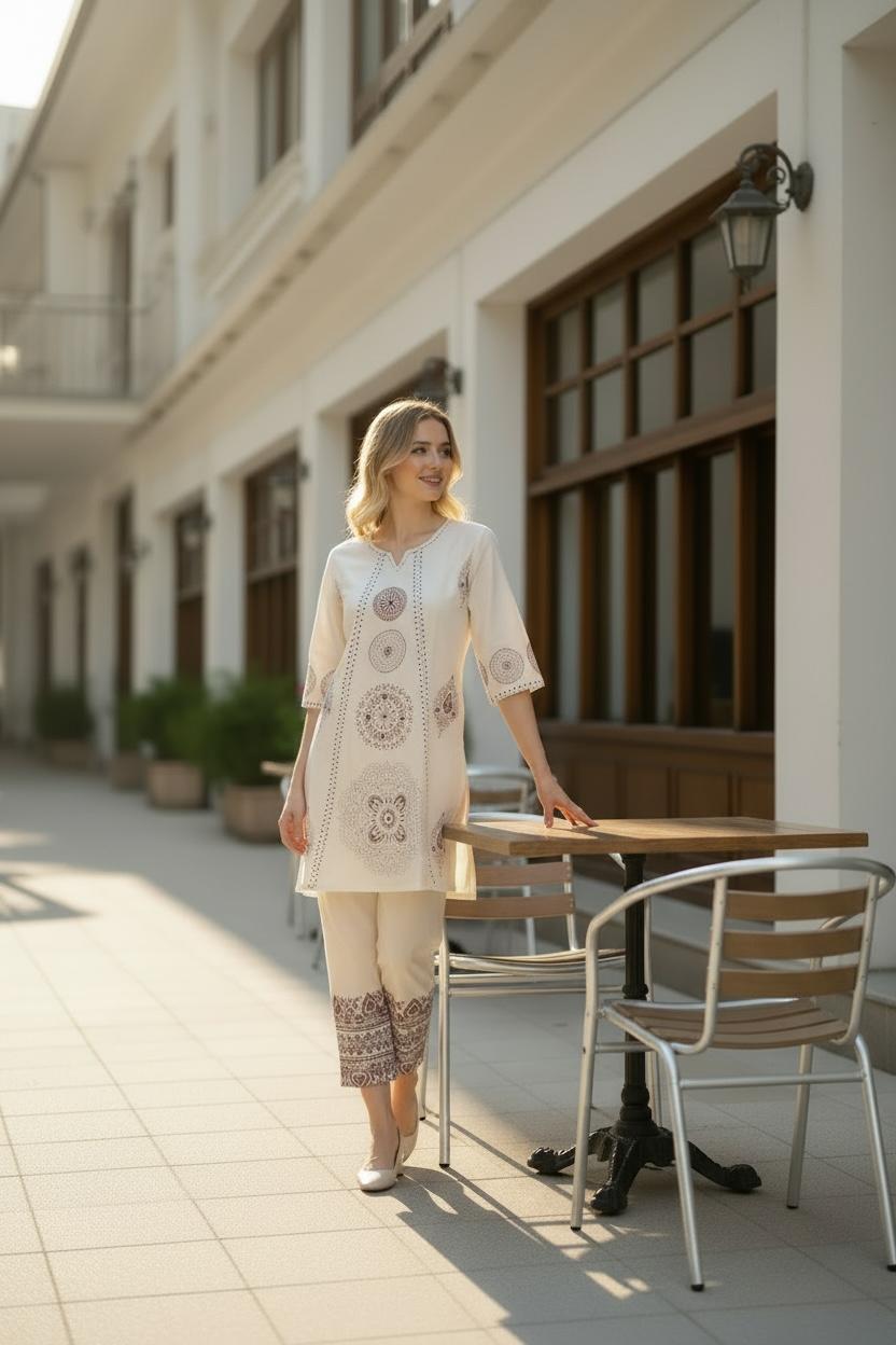 mandala print kurti set